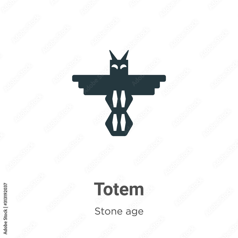 Poster totem glyph icon vector on white background. flat vector totem icon symbol sign from modern stone ag
