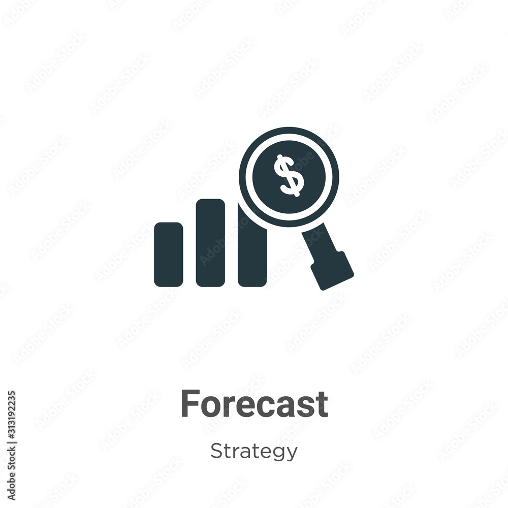 Poster forecast glyph icon vector on white background. flat vector forecast icon symbol sign from modern st