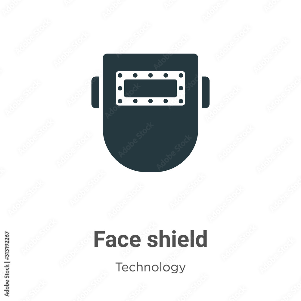 Poster face shield glyph icon vector on white background. flat vector face shield icon symbol sign from mod