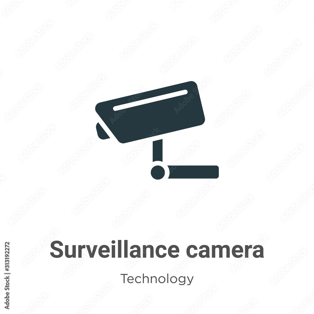 Poster surveillance camera glyph icon vector on white background. flat vector surveillance camera icon symb