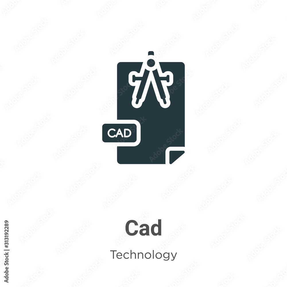Poster cad glyph icon vector on white background. flat vector cad icon symbol sign from modern technology c