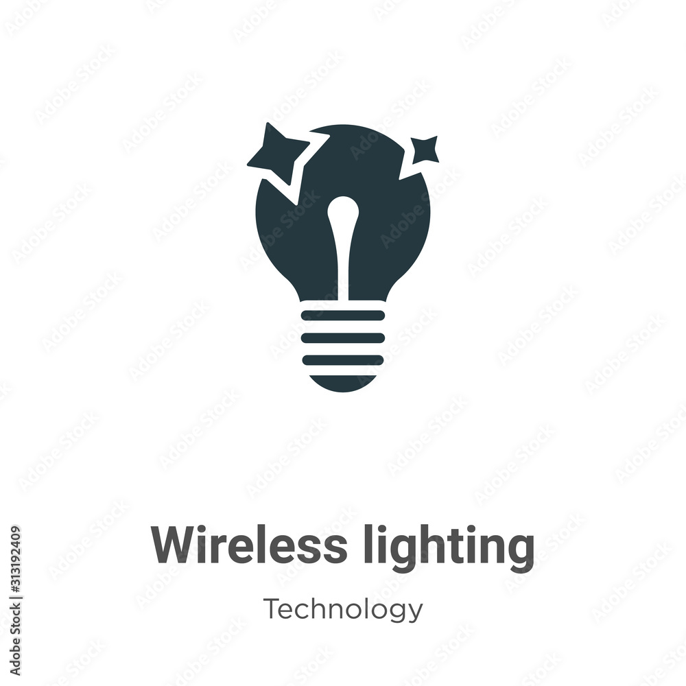 Poster wireless lighting glyph icon vector on white background. flat vector wireless lighting icon symbol s