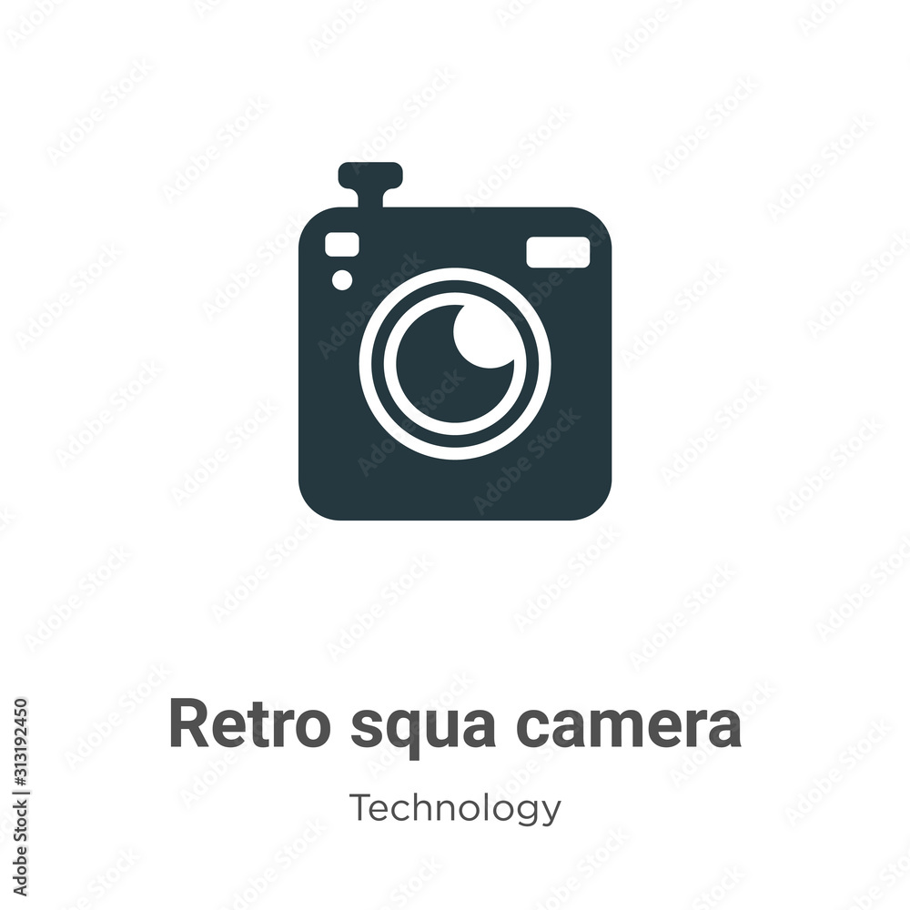 Poster retro squared camera glyph icon vector on white background. flat vector retro squared camera icon sy