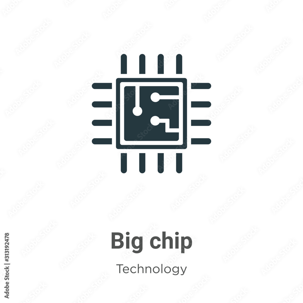 Poster big chip glyph icon vector on white background. flat vector big chip icon symbol sign from modern te