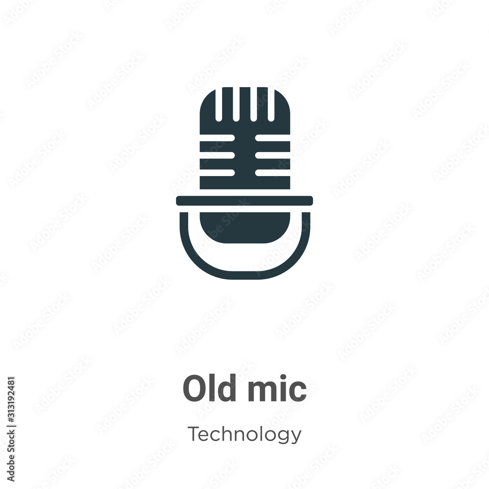 Poster old mic glyph icon vector on white background. flat vector old mic icon symbol sign from modern tech