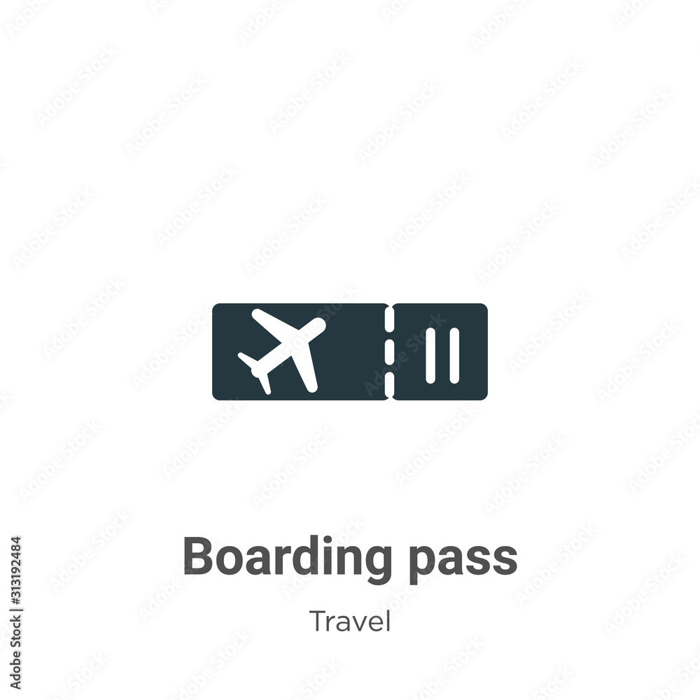 Poster boarding pass glyph icon vector on white background. flat vector boarding pass icon symbol sign from