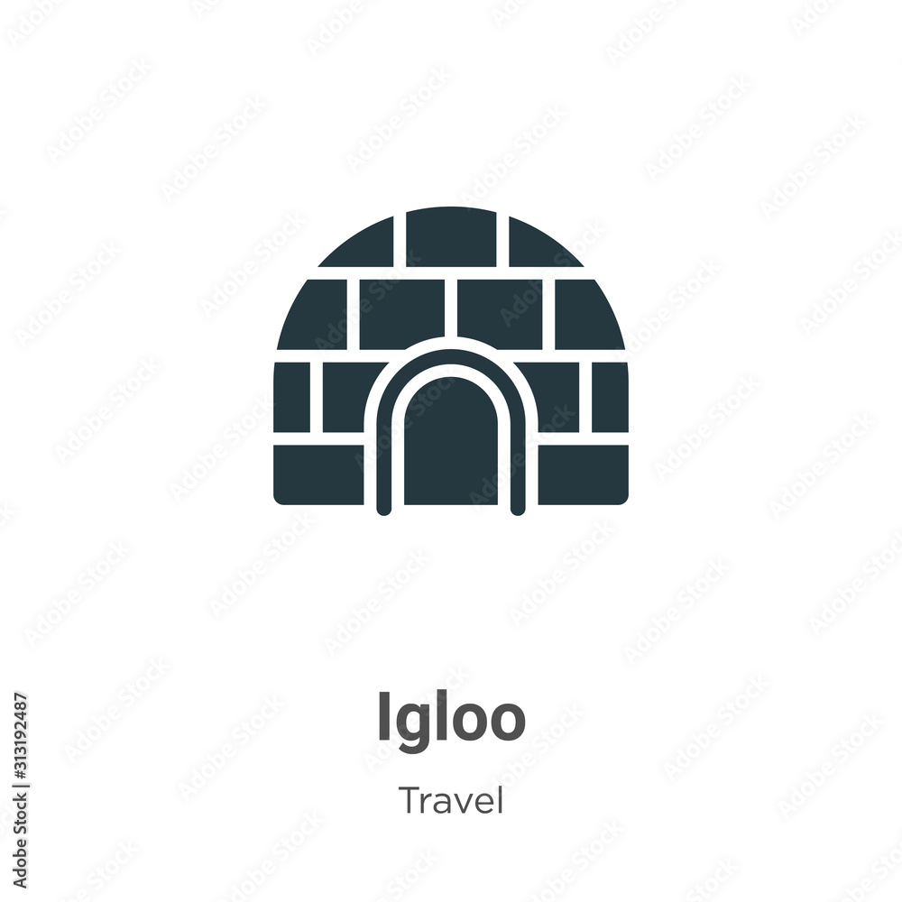 Poster igloo glyph icon vector on white background. flat vector igloo icon symbol sign from modern travel c