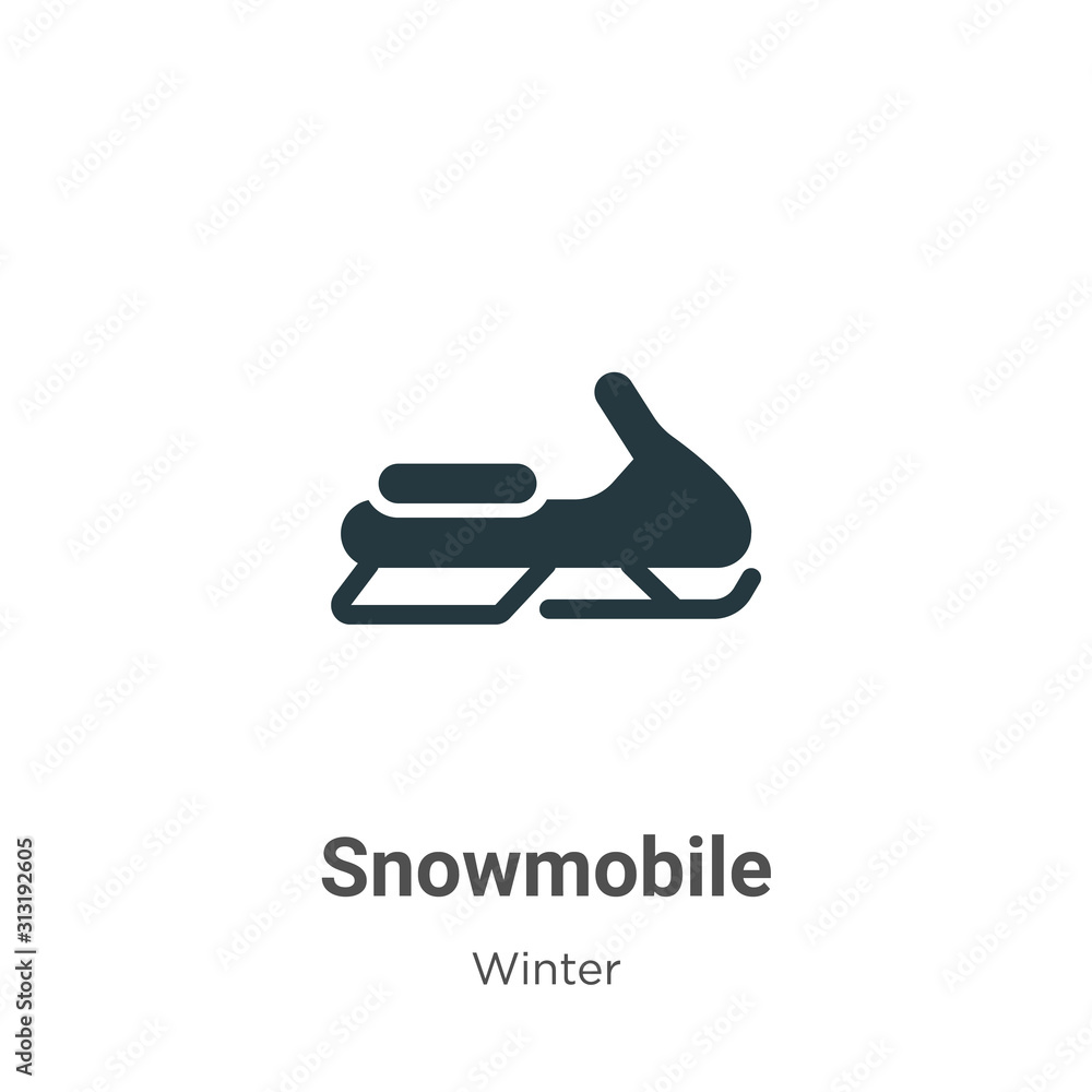 Poster snowmobile glyph icon vector on white background. flat vector snowmobile icon symbol sign from moder