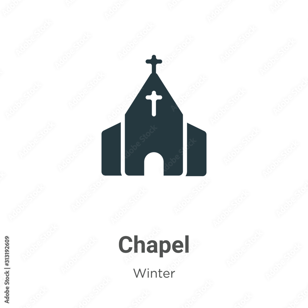 Poster chapel glyph icon vector on white background. flat vector chapel icon symbol sign from modern winter