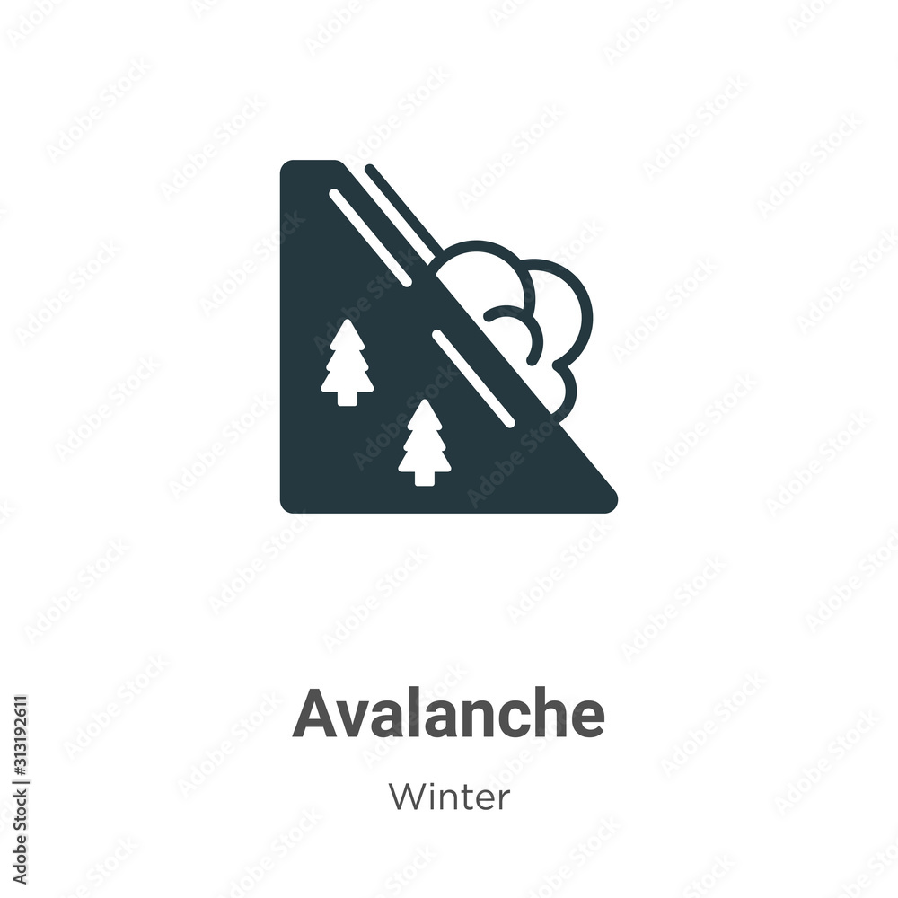 Poster avalanche glyph icon vector on white background. flat vector avalanche icon symbol sign from modern 