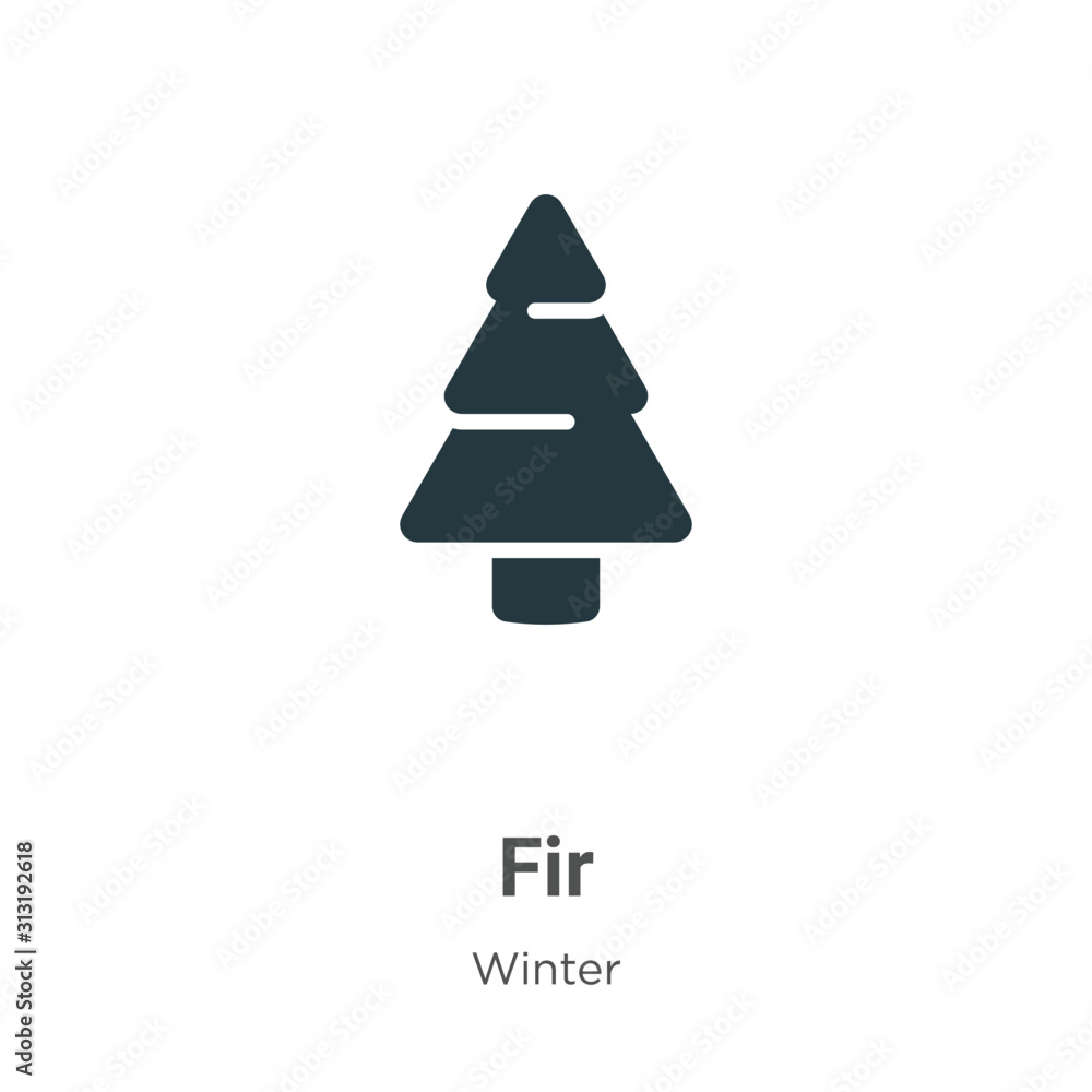 Poster fir glyph icon vector on white background. flat vector fir icon symbol sign from modern winter colle
