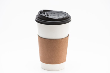 A paper coffee cup isolated on white background
