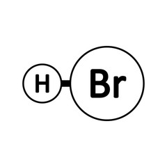 Hydrogen bromide molecule icon.