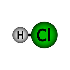 Hydrogen chloride molecule icon.