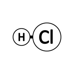 Hydrogen chloride molecule icon.