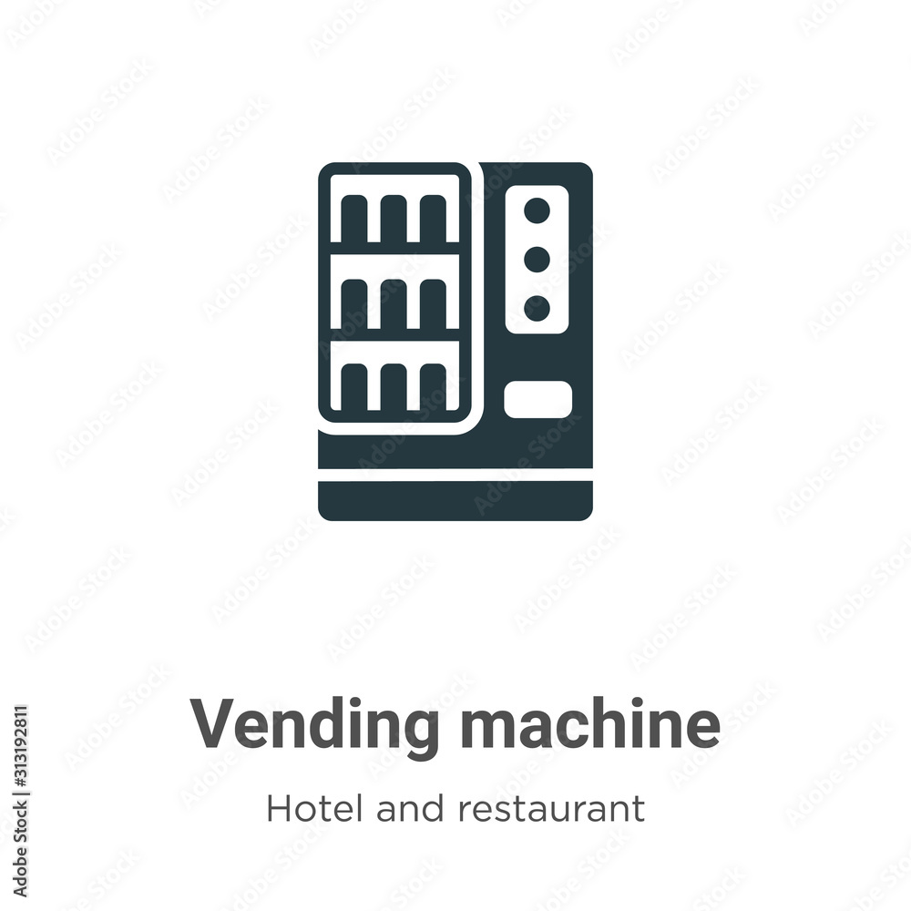 Poster vending machine glyph icon vector on white background. flat vector vending machine icon symbol sign 