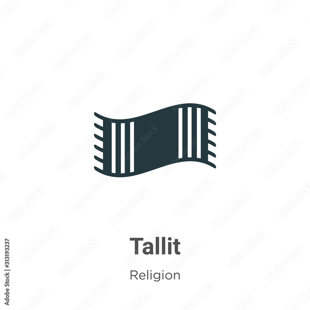Poster tallit glyph icon vector on white background. flat vector tallit icon symbol sign from modern religi