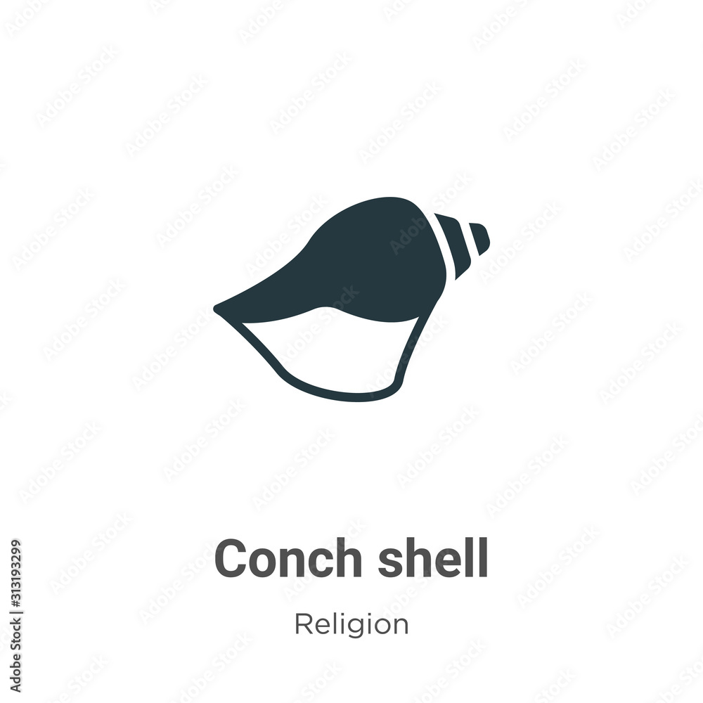 Poster conch shell glyph icon vector on white background. flat vector conch shell icon symbol sign from mod