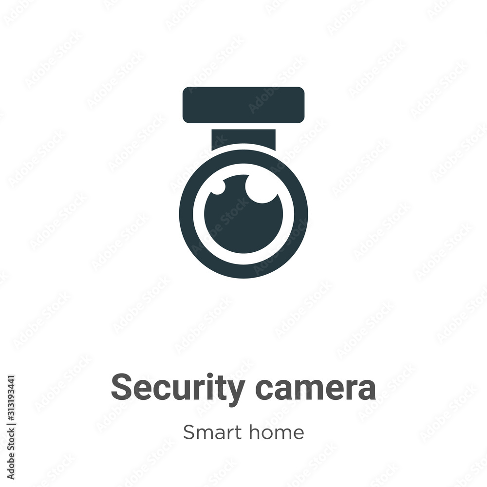 Poster security camera glyph icon vector on white background. flat vector security camera icon symbol sign 