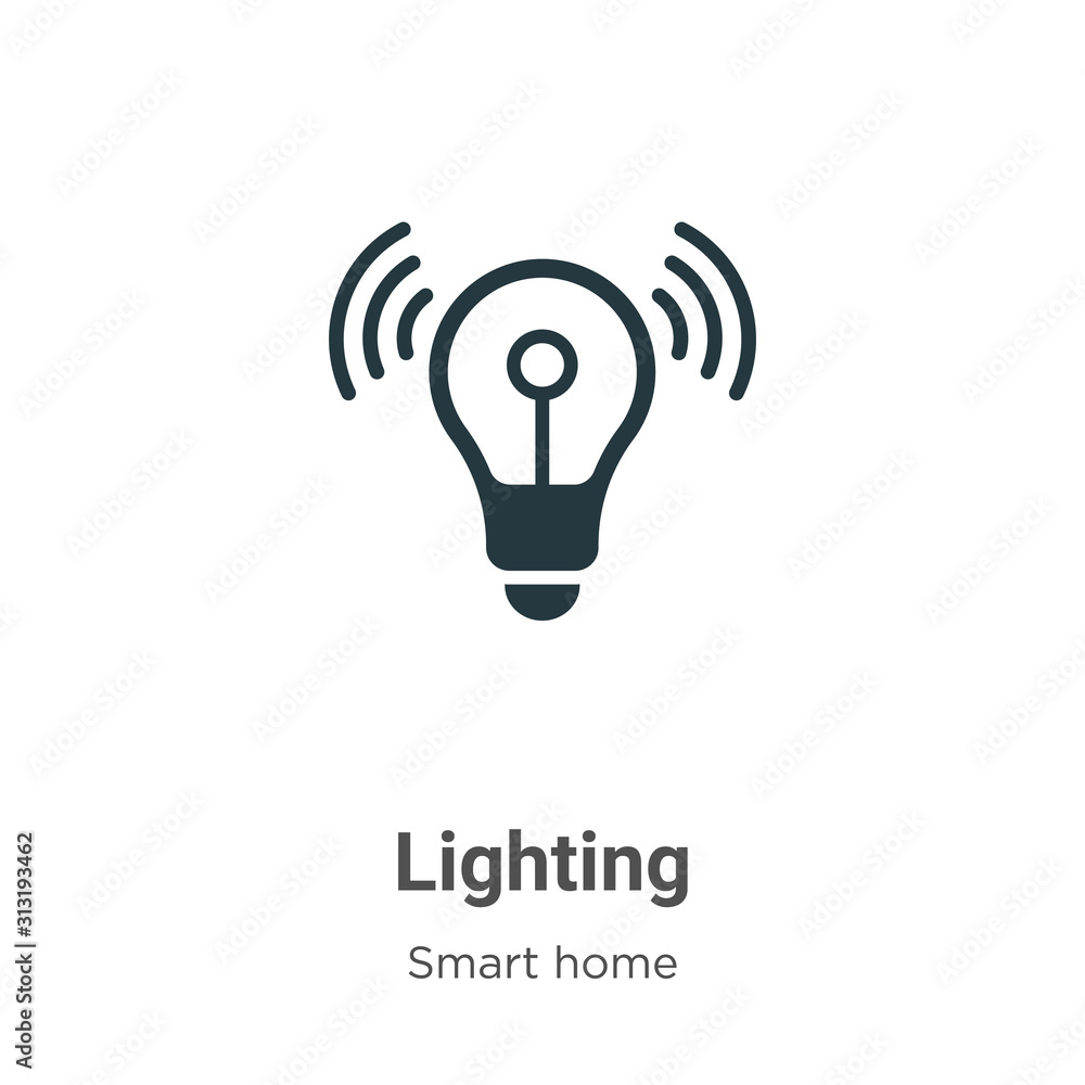 Poster lighting glyph icon vector on white background. flat vector lighting icon symbol sign from modern sm