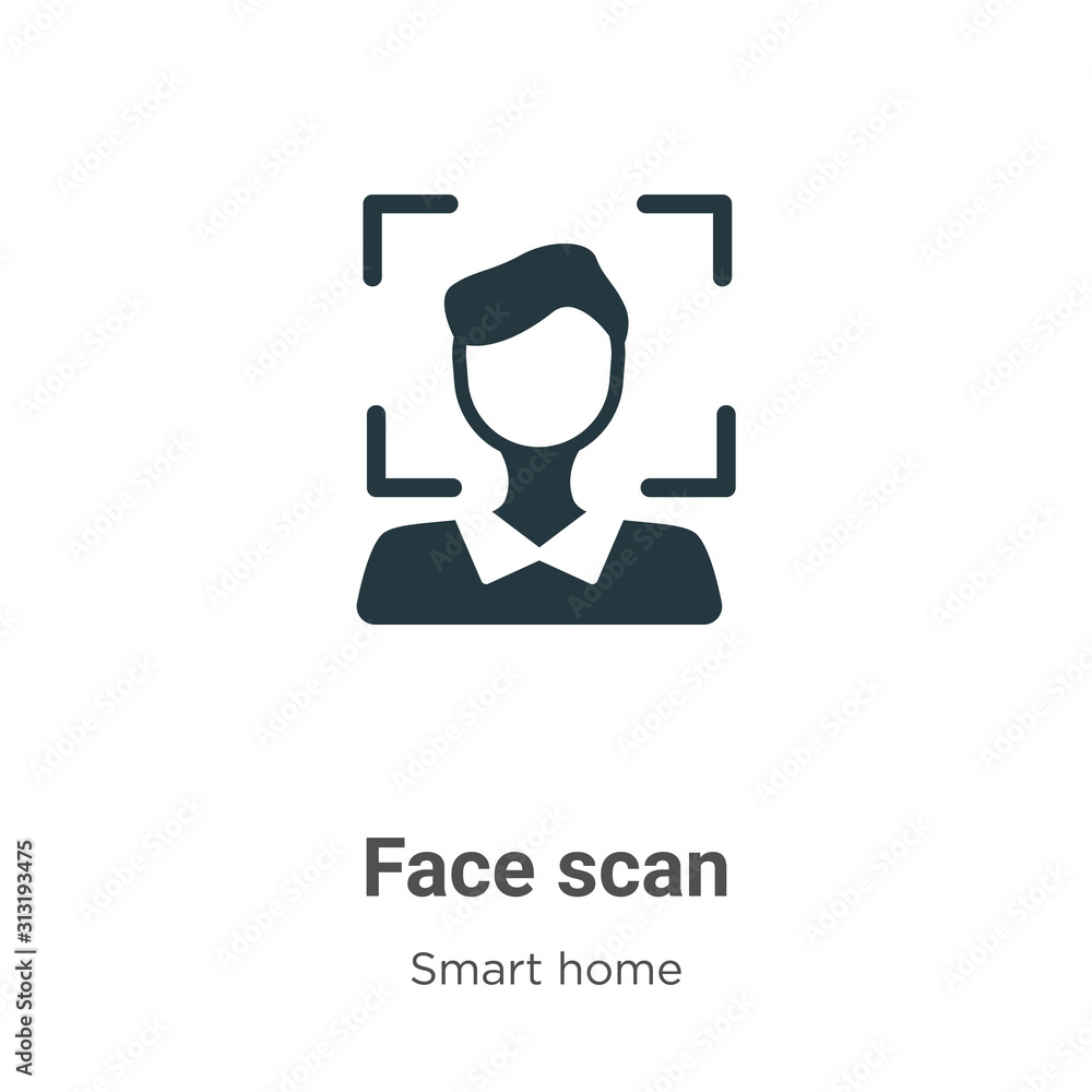 Poster face scan glyph icon vector on white background. flat vector face scan icon symbol sign from modern 