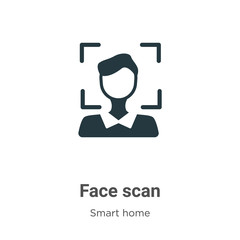 Face scan glyph icon vector on white background. Flat vector face scan icon symbol sign from modern smart house collection for mobile concept and web apps design.