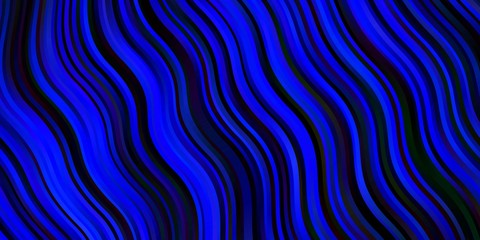 Dark BLUE vector template with curved lines. Colorful illustration with curved lines. Smart design for your promotions.