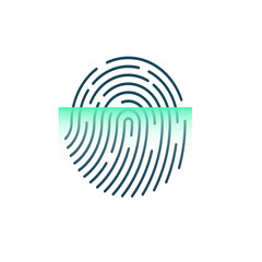 Fingerprints and laser scanning,Cyber security concept. Digital security authentication concept. Biometric authorization. Identification