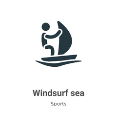 Windsurf sea glyph icon vector on white background. Flat vector windsurf sea icon symbol sign from modern sports collection for mobile concept and web apps design.