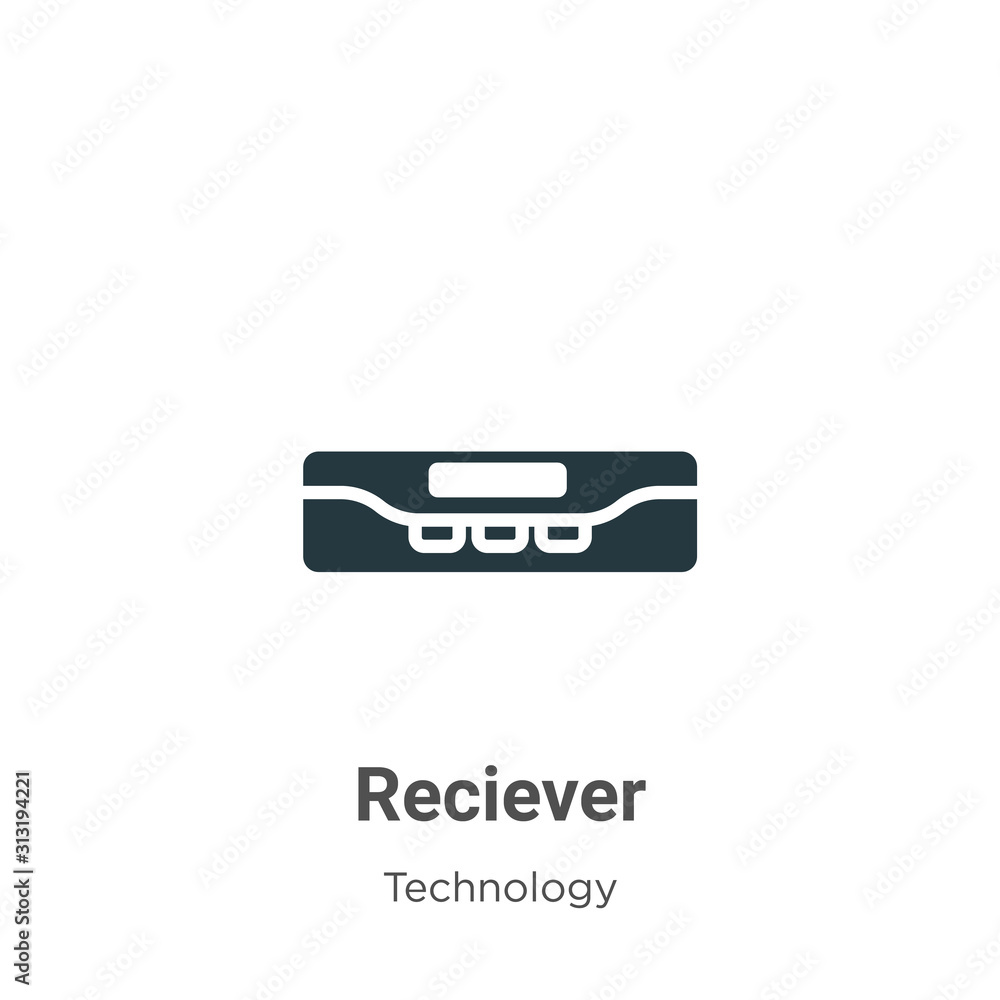 Poster reciever glyph icon vector on white background. flat vector reciever icon symbol sign from modern te