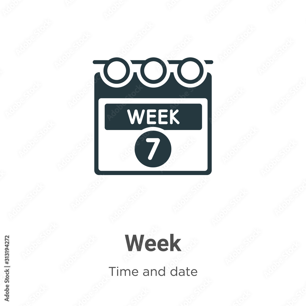 Poster week glyph icon vector on white background. flat vector week icon symbol sign from modern time and d