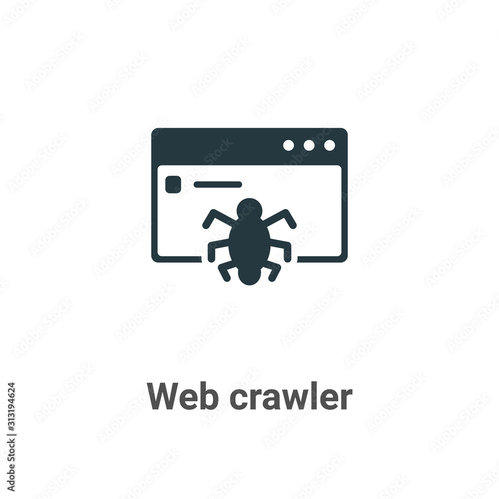 Poster web crawler glyph icon vector on white background. flat vector web crawler icon symbol sign from mod