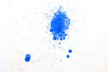 Hand Drawn watercolor blue splashes on rice paper