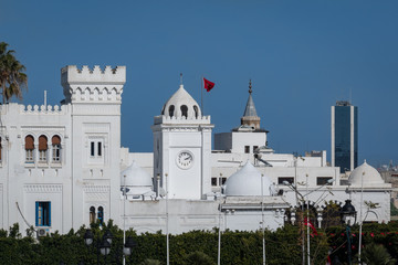 Obraz premium Tunis city white buildings, view from Monument Place