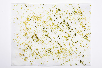 Hand Drawn watercolor splash Deep green on rice paper 