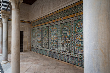 Beautiful courtyard with islamic style in  Kairouan, Tunisia