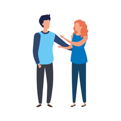 Fototapeta premium young couple avatar character icons