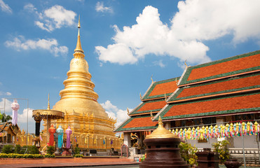 A Golden Pagoda  at Wat Phra That Hariphunchai