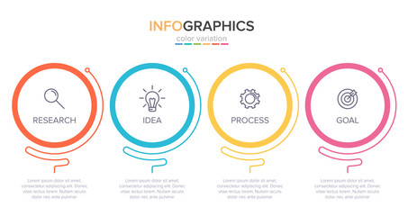 Infographic design with icons and 4 options or steps. Thin line vector. Infographics business concept. Can be used for info graphics, flow charts, presentations, web sites, banners, printed materials.