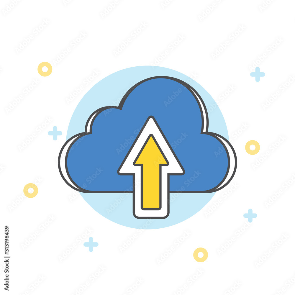 Poster upload on cloud vector icon with flat style