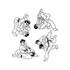Obraz premium Jiu Jitsu Vector Set T Shirts Design