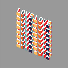 Letter typo Love 3D later vector in EPS10 in trendy valentines day mood Design for fashion ,Tshirt, banner,invitation,card,and all graphic type