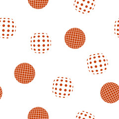 MODERN circle create from small red polka dots and check grid seamless pattern vector EPS10 on white background random repeat