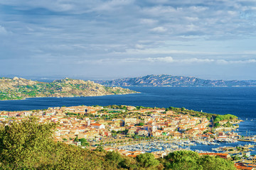 Landscape of Palau Maddalena Island in Costa Smeralda resort in Mediterranean sea, Sardinia, in Italy