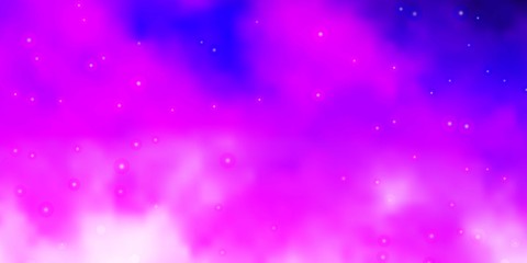 Light Purple, Pink vector template with neon stars. Blur decorative design in simple style with stars. Pattern for websites, landing pages.