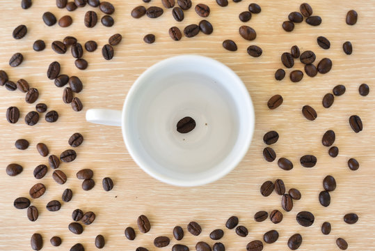 coffee cup  with circle drawn coffee beans