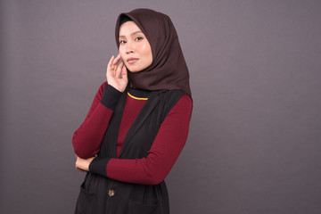 Malaysian Girl wearing Hijab and casual dress.