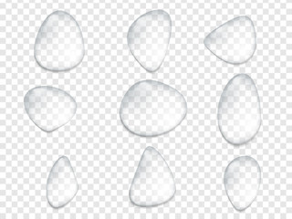 set of water drops with transparency background