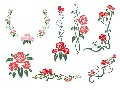 rose flower frame border vector illustration background