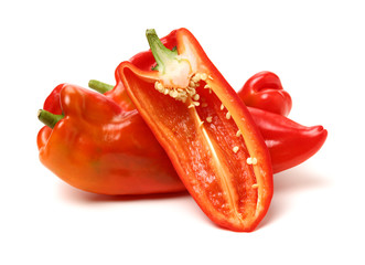 Fresh red pepper on white background